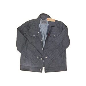 Levi's Commuter Trucker Jacket Mens Dark Wash Blue Denim Jean Coat NWT Size L